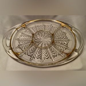 Gorgeous Vintage 1950s Jeannette Glass Relish Sectioned Serving Tray
